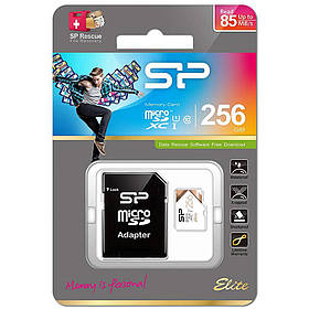 Картка пам'яті Silicon Power 256Gb microSDXC Class 10 UHS-I U1 Elite + adapter (SP256GBSTXBU1V21SP)