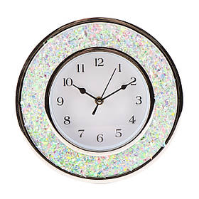 Годинник кварцовий з декором із гліттера в золотистому корпусі Ø 25 см