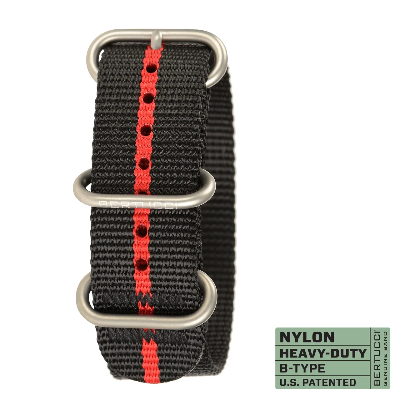 Ремінець нейлоновий bertucci #227 - Thin Red Line Pro-Stripe™ w/ matte hardware, 7/8" - 22 mm size for A-2, A-3, A-6 & B-1 Cases, фото 1