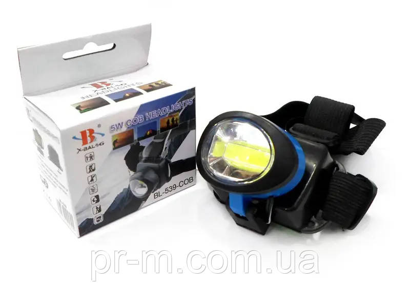 Ліхтар на голову на батарейках BL-539 COB 5W (*AAA)
