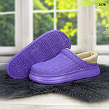 Калоші без задника сабо на хутрі жіночі Dago Style фіолетові, фото 3