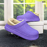 Калоші без задника сабо на хутрі жіночі Dago Style фіолетові, фото 4