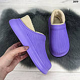 Калоші без задника сабо на хутрі жіночі Dago Style фіолетові, фото 5