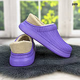 Калоші без задника сабо на хутрі жіночі Dago Style фіолетові, фото 7
