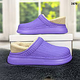 Калоші без задника сабо на хутрі жіночі Dago Style фіолетові, фото 8
