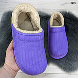 Калоші без задника сабо на хутрі жіночі Dago Style фіолетові, фото 10