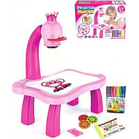 Детский стол для творчества и рисования со светодиодной подсветкой.Розовый (Арт-033)
