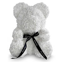 Мишко з 3D троянд Zupo Crafts 25 см Білий + подарункова упаковка