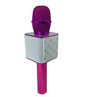 Детский беспроводной караоке микрофон Q7 розовый + чехол