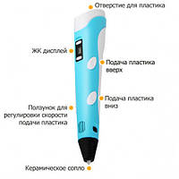 Ручка 3D H0220 с дисплеем голубая