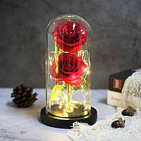 Роза в колбе с LED подсветкой (двойная) / Цветок в колбе Красная