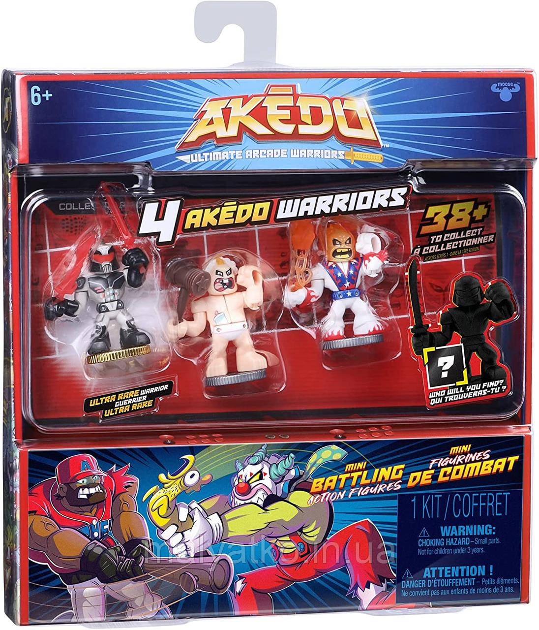 Колекційний ігровий набір 4 фігурки Акедо Big Stinky, Burnout & Ultravolt Akedo Ultimate Arcade Warriors Big