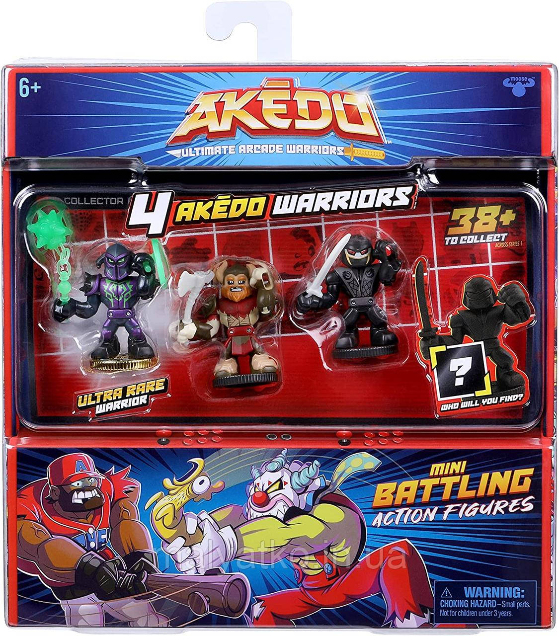 Колекційний ігровий набір 4 фігурки бійця Акедо Darksting, Axel & Nightblade Akedo Ultimate Arcade Warriors
