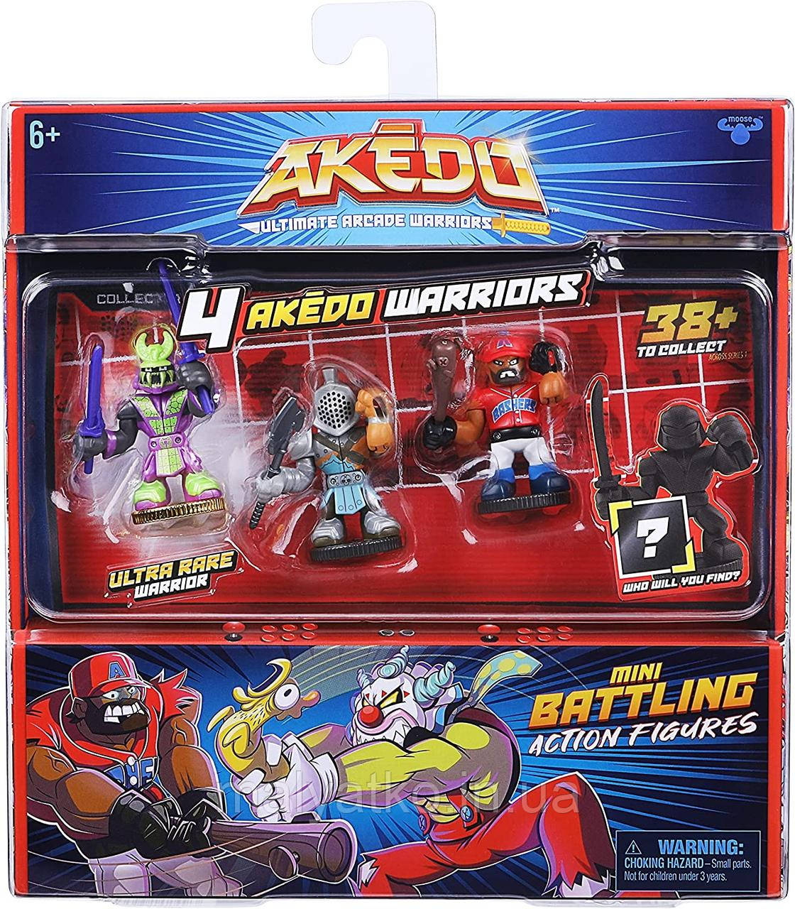 Колекційний ігровий набір 4 фігурки бійця Акедо Akedo Ultimate Warriors Twinfang Slam Granderson Aximus