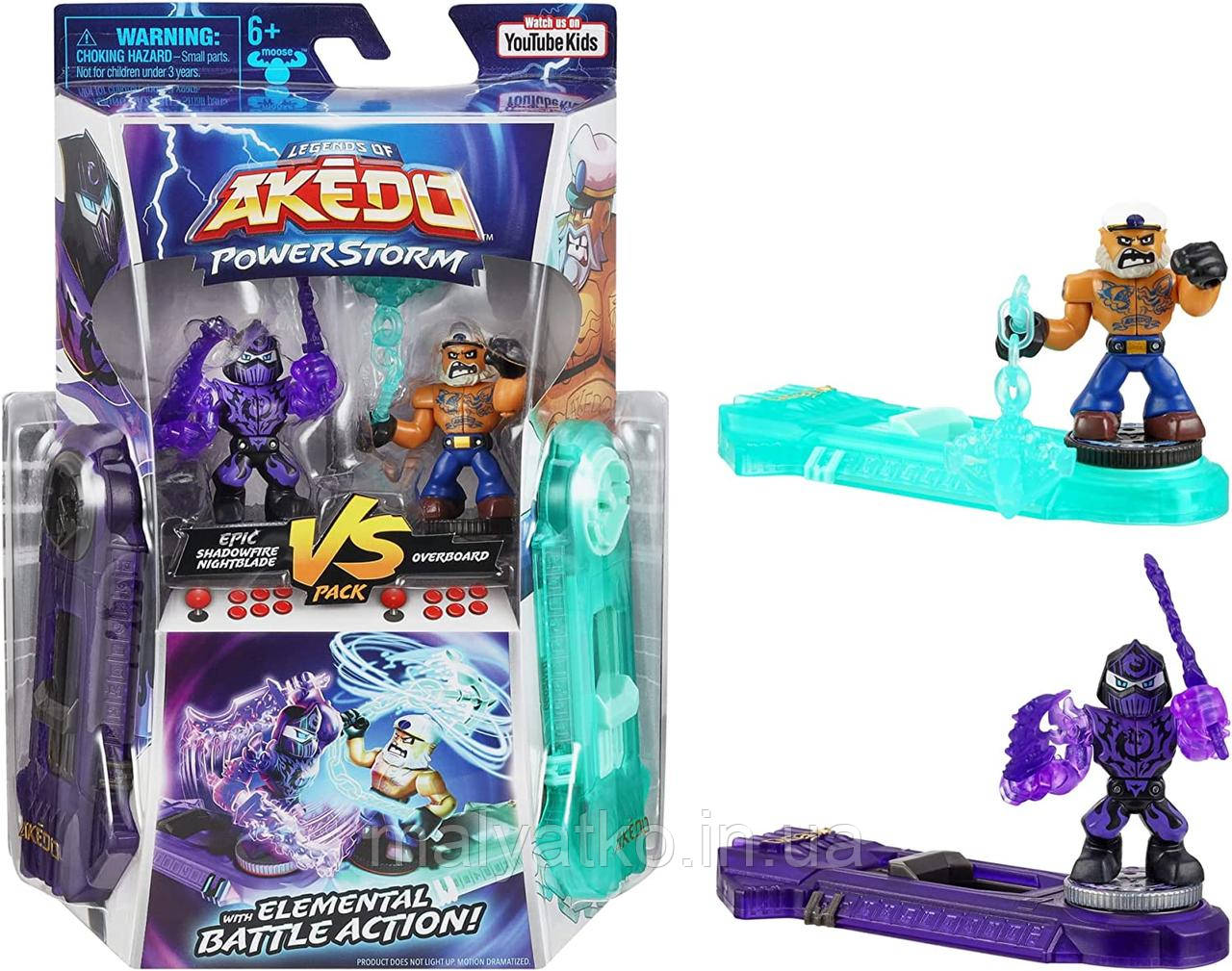 Ігровий набір бійця Акедо Akedo Powerstorm Ultimate Arcade Warriors Shadowfire Nightblade Versus Overboard