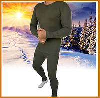 Мужское термобелье зимнее на флисе, комплект термобелья, нательное белье, тактическое термобелье хаки