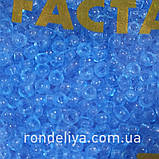 Бісер калібрований дрібний яскраво-блакитний прозорий, фото 2