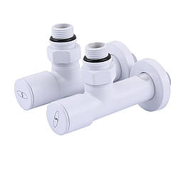 Набір кранів для підключення сушки для рушників SOLOMON LUX 1/2″ 7777 (2шт.) WHITE Білий