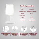 Дзеркало для макіяжу прямокутне з 3 режимами LED-підсвітки на акумуляторі біле (GS-66011), фото 2