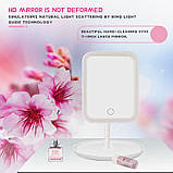 Дзеркало для макіяжу прямокутне з 3 режимами LED-підсвітки на акумуляторі біле (GS-66011), фото 8