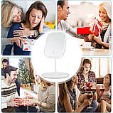 Дзеркало для макіяжу прямокутне з 3 режимами LED-підсвітки на акумуляторі біле (GS-66011), фото 10