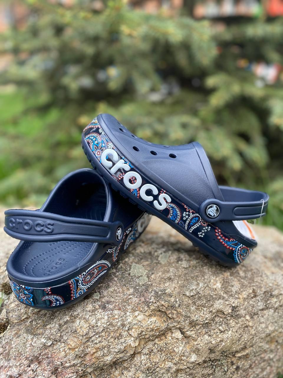 Сабо Кроксы Женские Crocs Оригинал Bayaband Синие Витраж Сині Темні 36 ...