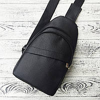 Черная мужская сумка слинг из эко-кожи, вместительная мужская сумка-слинг на плечо
