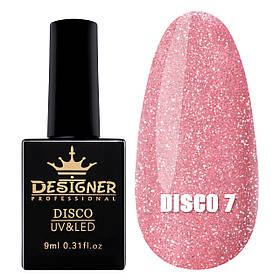 Світловідбивний   гель-лак Disco Gel Polish Дизайнер для нігтів, 9 мл. Нешвидко-розовий No7