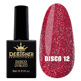 Світловідбивний  гель-лак Disco Gel Polish Дизайнер для нігтів, 9 мл. Вишневий No12