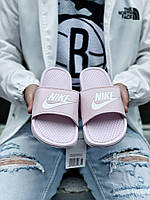 Розовые женские тапочки Nike Benassi. Тапочки на лето. Женские шлепанцы.