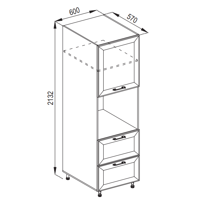 Кухня Марго секція шафа П 60 ДШ корпус ДСП фасад МДФ плівковий висота 2132 мм (Світ Меблів ТМ)