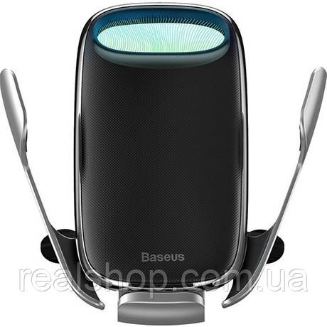 Автотримач для мобільного Baseus Milky Way + бездротова зарядка 15 W Сріблястий/Чорний (WXHW02-0S)