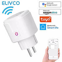 Розумна WIFI розетка Elivco 20А Smart Plug з енергометром, вай фай розетка, Smart Life / Tuya
