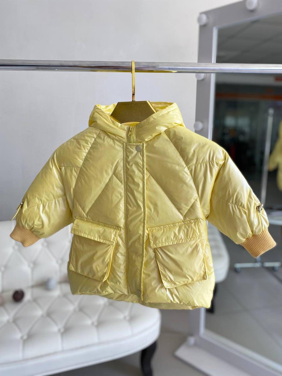 Демі перламутрова куртка для дівчинки Жовта Y-0017 115, Жёлтый, Для девочек, Осень Зима, 90 , 3 года, фото 1