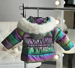 Куртка дитяча з хутром Фіолетова 8870 First kids, Фиолетовый, Для девочек, Зима, 2, 2 года