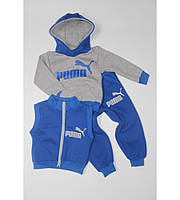 Детский теплый спортивный костюм тройка на рост 80-104 см Синий, 52 (80-85)