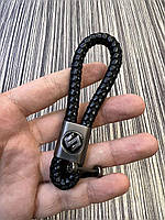 Брелок кожаный плетеный ЧЕРНЫЙ с логотипом SUZUKI и карабином для ключей