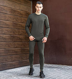 Чоловіча термобілизна зимова комплектом тепла на мікрофлісі хакі Туреччина. Живе фото (термо одяг, білизна термо)