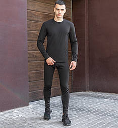 Чоловіча термобілизна зимова комплектом тепле дайвінг на мікрофлісі чорна Туреччина. Живе фото (термо одяг, білизна термо)