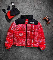 Мужская женская зимняя куртка The North Face пуховик оверсайз до -30*С ТНФ унисекс красная (Bon)