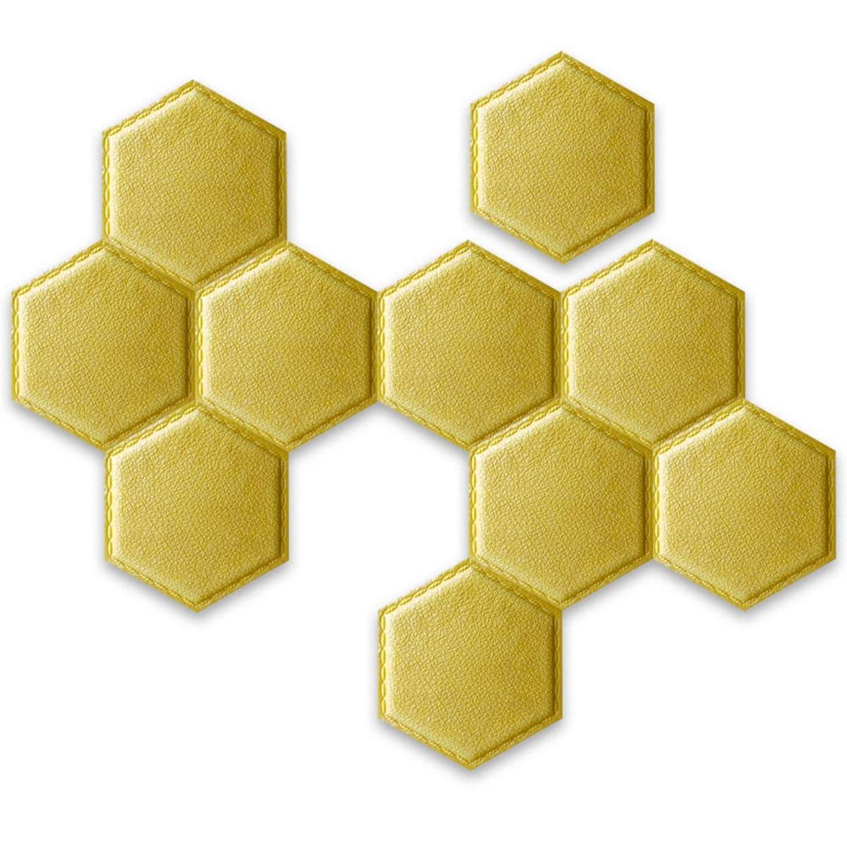 Декоративний самоклеючий шестикутник під шкіру темно-жовтий 200x230мм (1101)