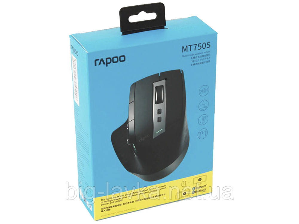 Миша Rapoo MT750S бездротова для ноутбука Аккамуляторна Чорний, фото 1