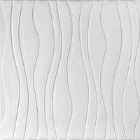 Самоклеющаяся декоративная 3D панель настенно-потолочная Волны 600*600*6 mm Белый