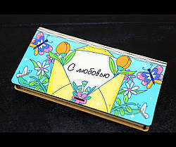 Дерев'яний Конверт для Грошей, Подарункова Коробка для Грошей 19х10 см Кольорова Купюрниця Скринька з Дерева