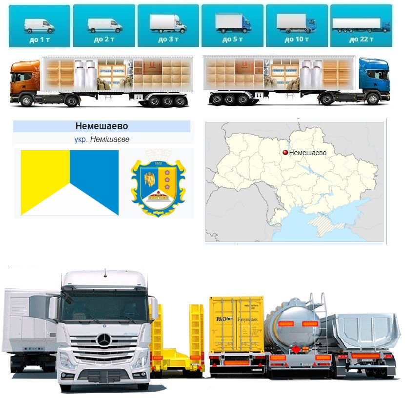 Вантажні перевезення від 1 т до 22 т  із Немішаєве в Немішаєве