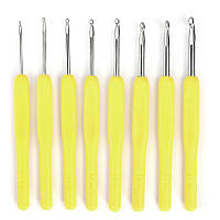 Набор крючков 8 шт.(2,5 мм-6 мм) для плетения с желтыми ручками