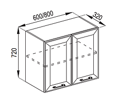 Кухня Марго верхня секція В 60 корпус ДСП фасад МДФ плівковий висота 720 мм (Світ Меблів ТМ)