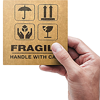 Этикетка самоклеящаяся крафт "Fragile handle with care" 100x100 мм, 100 шт, Viskom