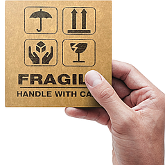 Етикетка самоклеюча крафт "Fragile handle with care" 100x100 мм, 100 шт, Viskom