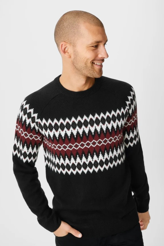 Чоловічий в’язаний светр, розмір 3XL, колір чорний